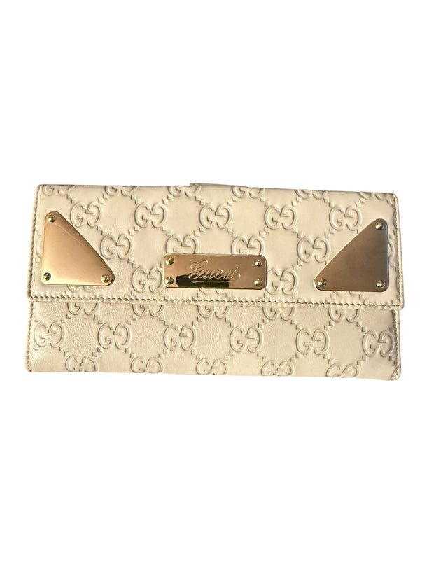 Preowned Gucci Embossed GG Pattern Leather Wallet