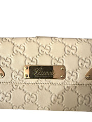 Preowned Gucci Embossed GG Pattern Leather Wallet