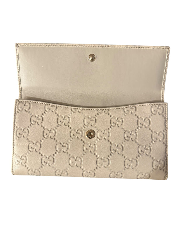 Preowned Gucci Embossed GG Pattern Leather Wallet