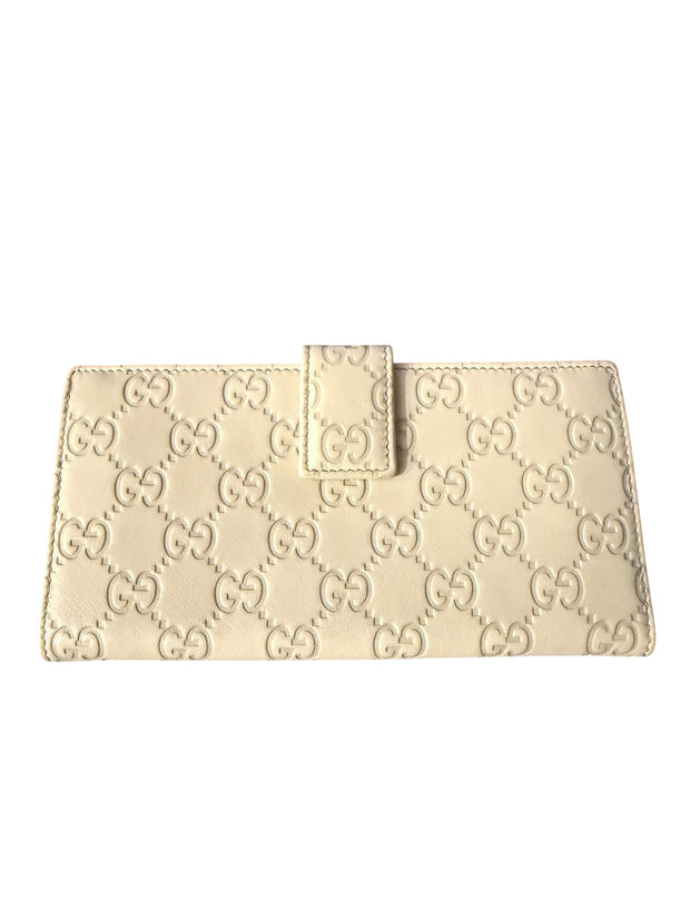 Preowned Gucci Embossed GG Pattern Leather Wallet