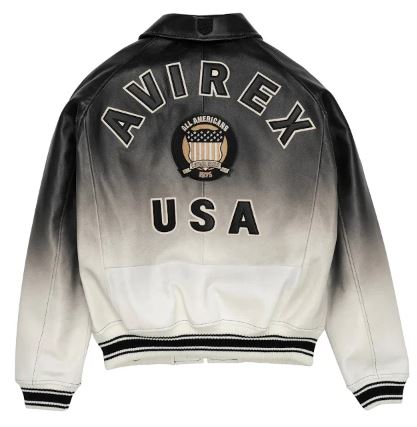 Avirex Icon Leather Jacket Ombre Black Fade